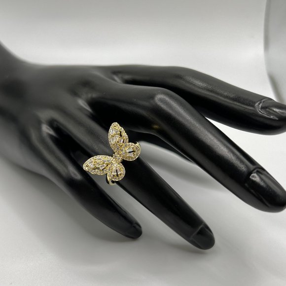 Gold/Silver Diamond Baguette Butterfly Ring - size 6-10 available! - Picture 5 of 8